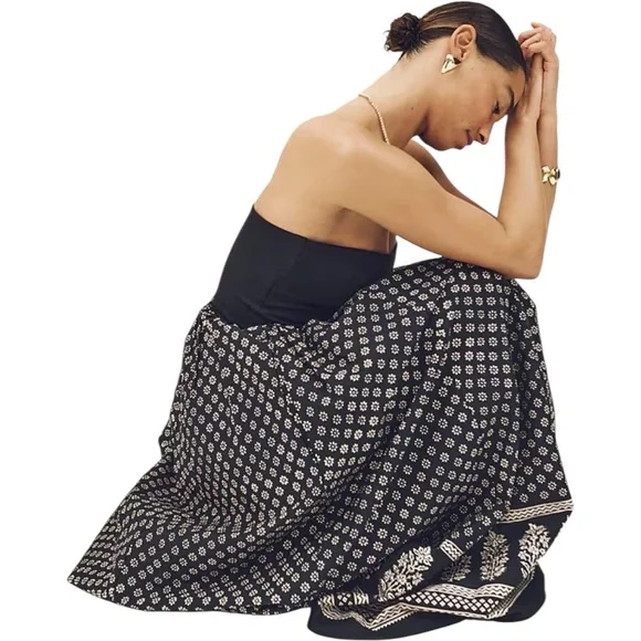 J Crew Strapless mixy dress in block print XL Black - Picture 6 of 14